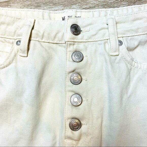 Free People Ivory Denim Mini Skirt Sz 27 Distressed Y2K Festival Indie Sleaze - Picture 4 of 9